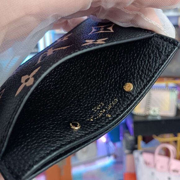 New NIB Louis Vuitton Monogram Empreinte Two-Tone Card Case Black Beige Full Set - Picture 7 of 8